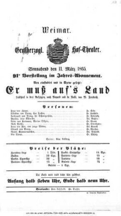Er muß auf's Land