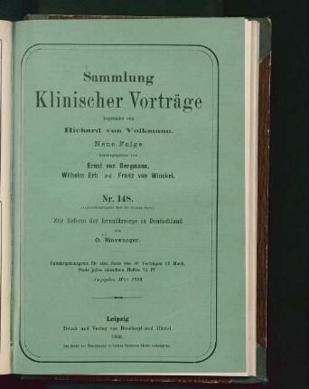Zur Reform der Irrenfürsorge in Deutschland