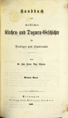 Handbuch der christlichen Kirchen- und Dogmen-Geschichte : für Prediger und Studirende, 4