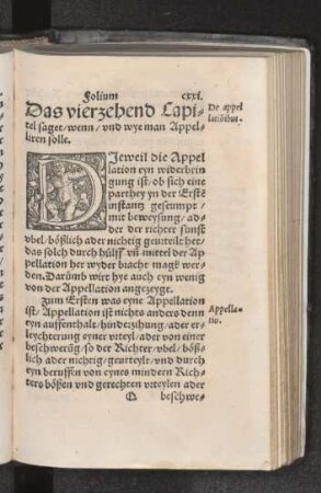 Das vierzehend Capitel saget/ wenn/ vnd wye man Appelliren solle.