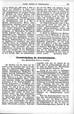 Arbeitsbeschaffung für Erwerbsbeschränkte