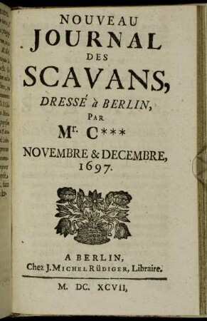 Novembre & Decembre, 1697.