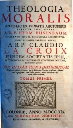 Theologia Moralis, 1