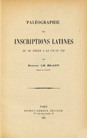 Paléographie des inscriptions latines du IIIe siècle à la fin du VIIe