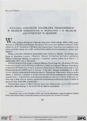 23: Wystawa rysunków Stanisława Noakowskiego w Muzeum Narodowym w Warszawie i w Muzeum Architektury w Moskwie