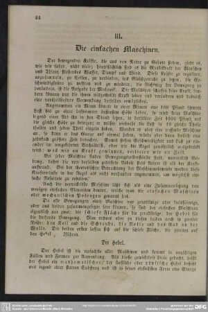 III. Die einfachen Maschinen