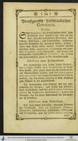 Breyßgauisch-Landständischer Consessus.