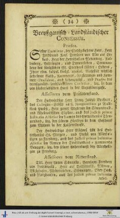 Breyßgauisch-Landständischer Consessus.