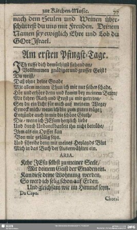 Am ersten Pfingst-Tage