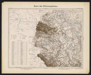 30 Kartenbeilagen zu: Der Elbstrom, sein Stromgebiet und seine wichtigsten Nebenflüsse : eine hydrographische, wasserwirtschaftliche und wasserrechtliche Darstellung. 1898 : Karte des Elbstrombebietes / von Rogätz bis Mauken