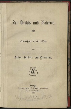 Der Trifels und Palermo : Trauerspiel in 4 Akten