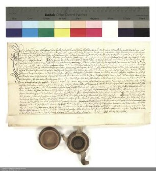 Revers des Georg Lukas von Schleifras zu Reichlos bezüglich der Belehnung mit einem Hof in Neukirchen und weiteren im Einzelnen aufgeführten Lehen durch Joachim [von Gravenegg], Abt von Fulda