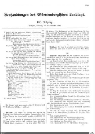 106. Sitzung, Stuttgart, 25.11.1930