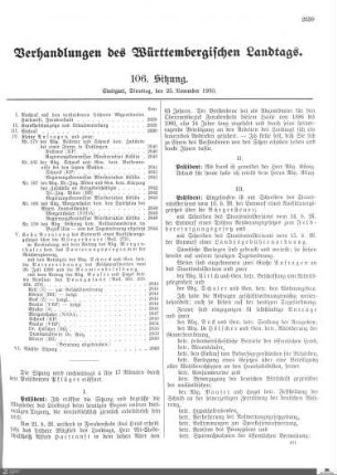 106. Sitzung, Stuttgart, 25.11.1930