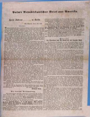 Palm's republikanischer Brief aus Amerika
