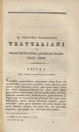 Q. Sept. Florentis Tertulliani De praescriptionibus adversus haereticos liber