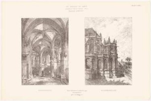St. Pierre, Caen: Perspektivische Ansicht, perspektivische Innenansicht (aus: Baukunst d. Renaissance in Frankreich, hrsg. v. Zeichenaussch. d. Stud. d. TH Berlin, 1875)