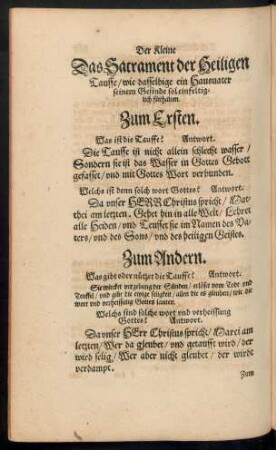 Das Sacrament der Heiligen Tauffe ...