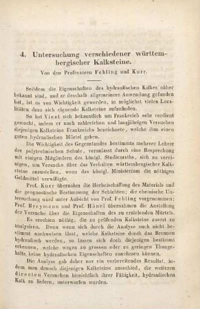 Untersuchung verschiedener württembergischer Kalksteine