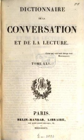 Dictionnaire de la conversation et de la lecture. 25, [Epi - Eve]