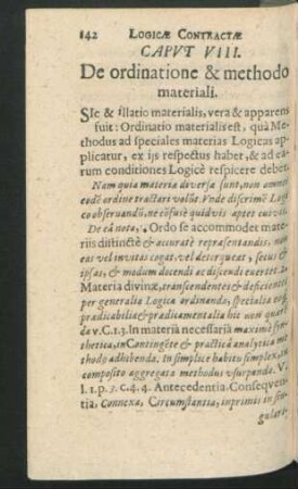 Caput VIII. De ordinatione & methodo materiali.
