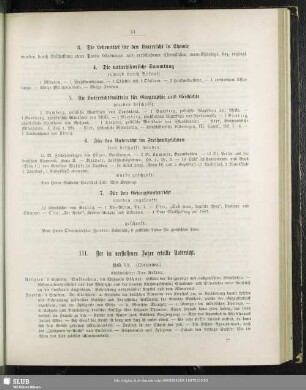 III. Der im verflossenen Schuljahre erteilte Unterricht