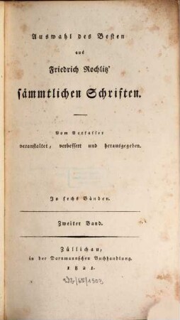 Auswahl des Besten aus Friedrich Rochlitz' sämmtlichen Schriften. 2