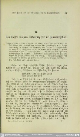 II. Das Wasser und seine Bedeutung für die Hauswirthschaft