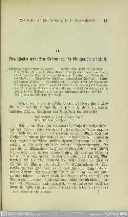 II. Das Wasser und seine Bedeutung für die Hauswirthschaft
