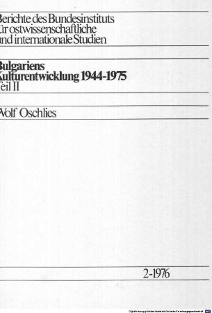 Bulgariens Kulturentwicklung 1944 - 1975, 2