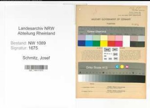 Entnazifizierung Josef Schmitz , geb. 27.11.1897 (Brandmeister)