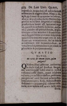 Quaestio XLVIII. An tutius sit venam secare, quam purgare?