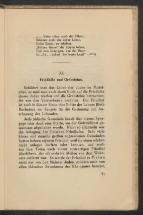 XI. Friedhöfe und Grabsteine