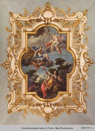 Venus schwebt über Amor und Psyche