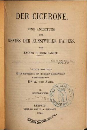 Der Cicerone : eine Anleitung zum Genuss der Kunstwerke Italiens, 2. Sculptur