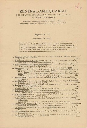 Nr. 776: Literatur und Kunst