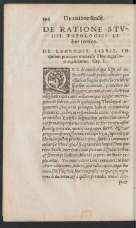 De Ratione Studii Theologici Liber tertius.