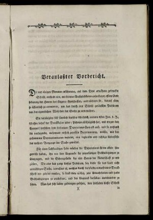 Veranlaßter Vorbericht.