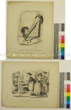 Karikaturen aus dem "Punch" auf den britischen Premierminister Robert Peel - Angriff von Benjamin Disraeli und Korngesetze (in englischer Sprache) - Blatt 65-66
