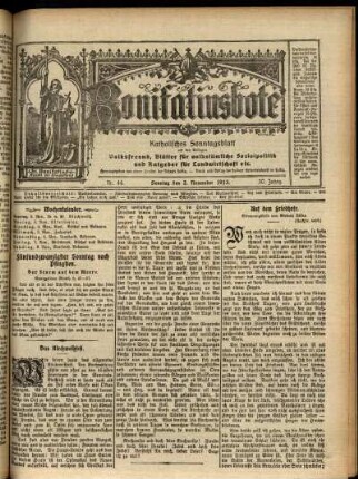 Erste Ausgabe vom Sonntag, den 02. November 1913.