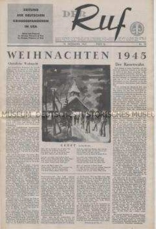 Zentrale Zeitung der deutschen Kriegsgefangenen in der USA "Der Ruf" (Weihnachtsausgabe)
