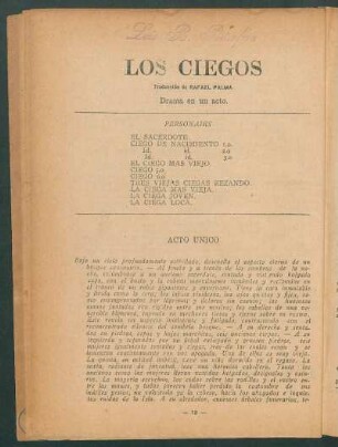 Los ciegos : drama en un acto