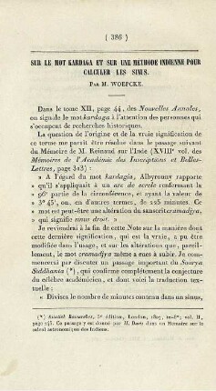 Sur le mot kardaga et sur une méthode indienne pour calculer les sinus.