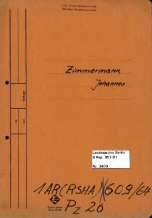 Personenheft Johannes Zimmermann (*12.05.1909), SS-Sturmbannführer