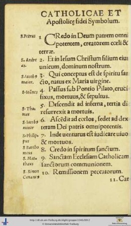 CATHOLICAE ET Apostolicę fidei Symbolum