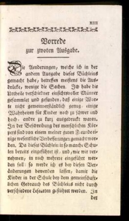 Vorrede zur zwoten Ausgabe