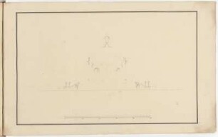 Lusthaus, 6. Variante, Entwurfsskizze, Längsschnitt : Lusthaus, 6. Variante, Entwurfsskizze, Längsschnitt, Zacharias Longuelune, 1715/1748. Feder, Graphit/Papier. 28,6 x 45,9 cm. Maßstab ohne Maßeinheit (50=18,3 cm).