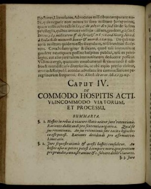 Caput IV. De Commodo Hospitis Activi, Incommodo Viatorum Et Processu.