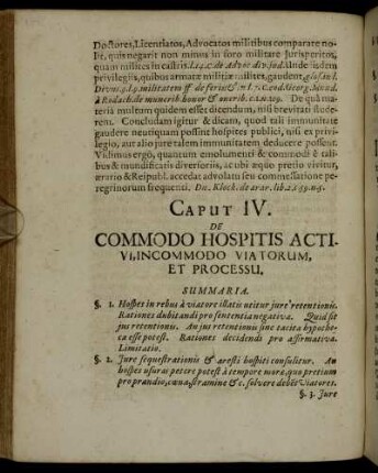 Caput IV. De Commodo Hospitis Activi, Incommodo Viatorum Et Processu.