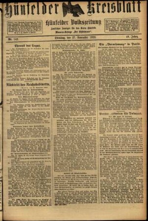 Ausgabe vom Dienstag, den 27. November 1923.